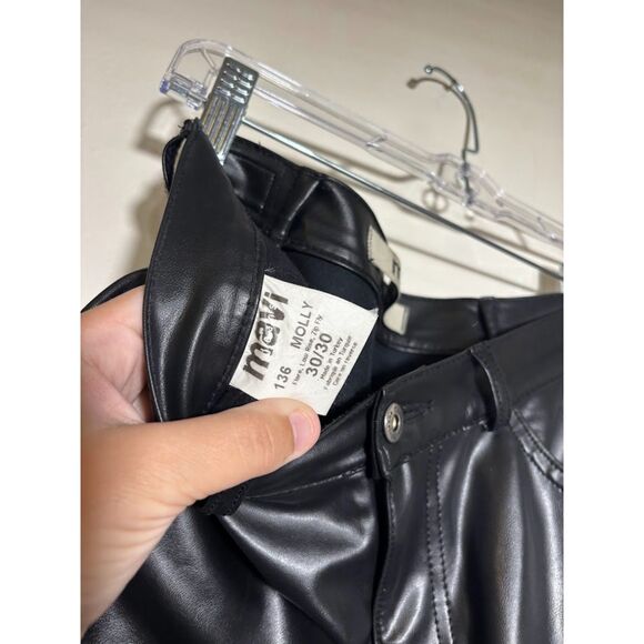 Mavi Faux Leather Molly Pants Flare Low Rise Black Sz 30/30 Bootcut Popstar y2k - Picture 5 of 5